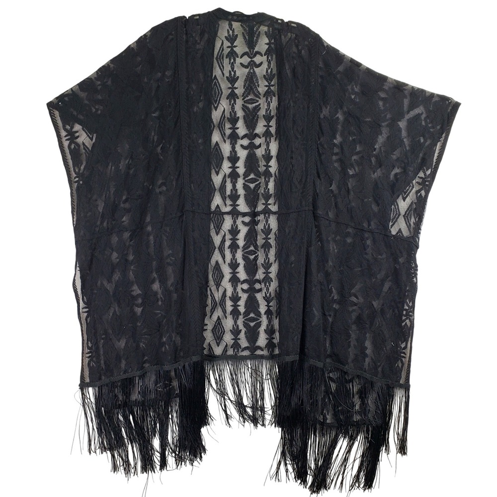 Torrid Lace Kimono Wrap Mesh Cover Up Women One Size Black Whimsigoth Layering